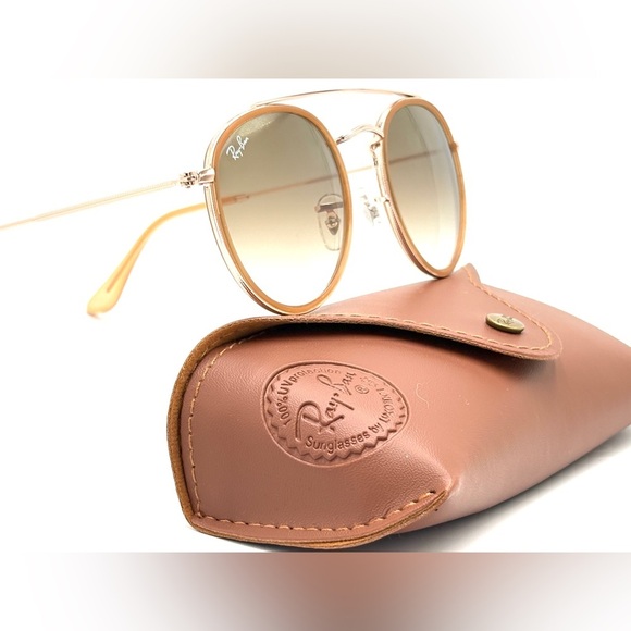 Ray-Ban Round Sunglasses 51mm Brown Lens RB3647N Circle Double 9070/51 - Picture 4 of 13